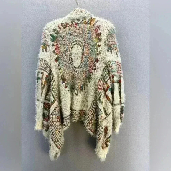 Wishlist oversized eyelash cardigan open front southwest Aztec native American - Picture 2 of 7
